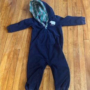 Navy Blue Baby Hooded Onesie
